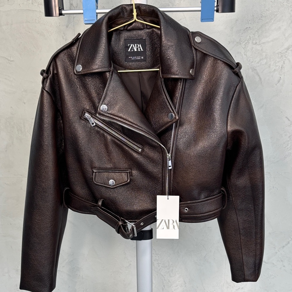 Zara Women's Dark Brown Leather Jacket